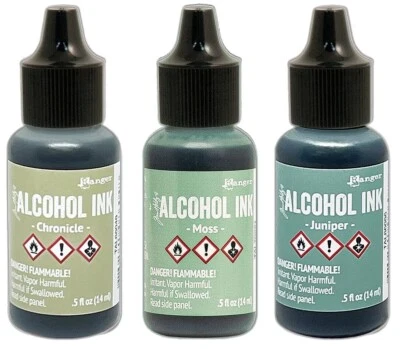 Ranger, Tim Holtz, Alcohol Ink, 3 Inks, Chronicle, Moss, Juniper, Green Ink