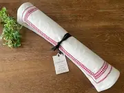 NWT HEARTH & HAND WITH MAGNOLIA RED EMBROIDERED WHITE TABLE RUNNER 20x90" NEW