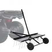 VEVOR Tow Behind Dethatcher, 1.2m Tow Dethatcher with 24 Spring Steel Tines, Lawn Dethatcher Rake for ATV or Mower, Tow Behind Lawn Rake with Lift Han