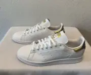 New Women’s Adidas Originals Stan Smith Shoes (EE8836) White-Gold Size 10