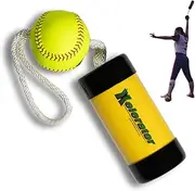 The Composite Xelerator Fastpitch Softball Pitching Trainer and Warm Up Tool with 12 Inch Premium Leather Indoor Ball for Improved Grip