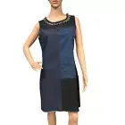HOPE & HARLOW Sleeveless Cotton Denim Patchwork Frayed Neckline Dress 6