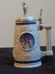 Vintage 1998 America The Beautiful Statue of Liberty Lidded Stein