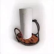 Paper Towel Holder Handmade Wood Rope Free Standing Farmhouse Rustic Cabin Gift