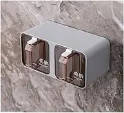 Condiment Dispenser Seasoning Container,Seasoning Box, Wall Mount Seasoning Box Rack Kitchen Salt Shaker Holder Punch-Free Storage Condiment Jars Kitchen Sugar Bowl Spice Pots Simple (Color : Gy, Si