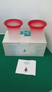 Partylite P7261~Set of 2~Frosted BERRY VOTIVE TEALIGHT CANDLE HOLDERS~NIB
