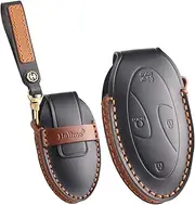 ontto Car key cover fit for Hyundai Ioniq 6 Grandeur GN7 Kona Elantra Azera 2023 2024 Sonata Hybrid Santa fe 2024 handmade leather key case holder keyring key chain Smart Key Shell Accessories