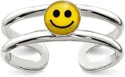 [JewelryWeb] 925 Sterling Silver Solid Yellow and Black Enameled Smiley toe ring-toe ring for Women