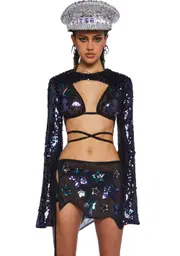 [Club Exx] Apocalyptic Rodeo Sequin Shrug - Black