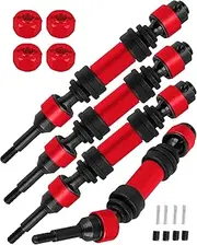 Front Rear Driveshaft Axles Upgrades Part for 1/16 Mini Maxx 4WD RTR Brushless Monster Truck (#107154-1),RC Aluminum Drive Shaft CVD with Hex,Replace Part #10750,Red