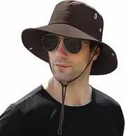 [Muryobao] Men Sun Hat Summer Wide Brim UPF 50+ Breathable Boonie Hats Waterproof Foldable Safari Cap