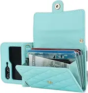 Crossbody Bag Fashion Leather Case for Samsung Galaxy Z Flip 6 5 4 3 Flip3 Flip5 Flip4 Flip6 5g Long Lanyard Wallet Card Cover(for Samsung Z Flip4/green)
