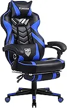 Vonesse Gaming Chair for Adults,Reclining Gamer Chair with High Back,Big and Tall Gaming Chairs with Footrest,Computer Chair with Massage(Black/Blue)