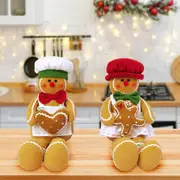 2Pcs Gingerbread Man Doll Christmas Doll Ornament Long Leg Gingerbread Toy