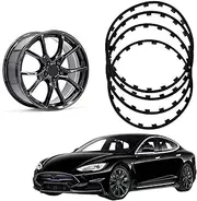 Guards Protection Ring |ABS Wheel Protectors, 16-20'' Car Wheels Rim Protectors, 4pcs Universal Tire Hub Guard Strip, Anti-Scratch for All Car Models (Color : Schwarz)(15inch)