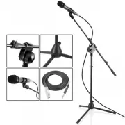 Pyle Microphone and TriPod Stand With Extending Boom & Mic Cable Package PMKSM20