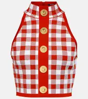 [Balmain] Balmain Checked crop top UK 10 red