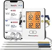 ThermoPro TP25 500ft Wireless Bluetooth Meat Thermometer with 4 Temperature Probes Smart Digital Cooking BBQ Thermometer for Grilling Oven Food Smoker Thermometer, Rechargeable