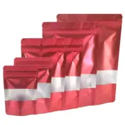 Matte Red Standup Zip Seal Bag in with Frosted Window for Snacks Candy Chamoy