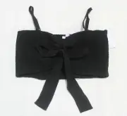 ShoeDazzle Women's Tie Front Smocked Crop Top LV5 Black Size 2XL NWT