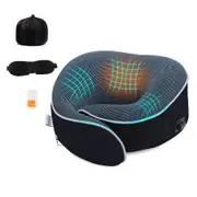 Memory Foam Neck Pillow,Travel Kit with 3D Contoured Eye Masks,Earplugs for Sleeping,Car and Airplane Travel Essentials(Black)