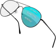 VITENZI Progressive Multifocal Reading Glasses Blue Light Blocking with Clear Multifocus Trifocal Lens Aviator Readers Anti Fog Scratch Milan in Gunmetal Rx 2.00