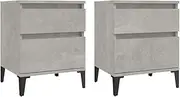 Nightstand Set of 2, End Table Set of 2, Sofa Side Table Accent Table with 2 Drawers, Bedside Table Accent Storage Cabinet for Bedroom Living Room, Concrete Grey 40x35x50 cm