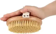 Flyanzebi Wooden Pet Groom Brush, Soft Boar Bristle Pet Palm Brush, Ideal for Dogs, Cats & Small Pets, Beige