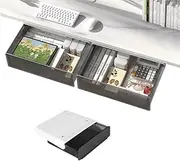 DACUAN Under Desk Drawer Organizer, 1 Pack Slide Out Desk Drawer, Clear Plastic Drawer Under Desk, Hidden Desktop Organizer Pen Holder for Office, School, Home (Black)
