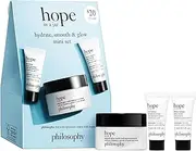 Philosophy Hope In A Jar Hydrate-Smooth and Glow Mini Set for Unisex 3 Pc 0.5oz Smooth-Glow Multi-Tasking Moisturizer, 0.1oz Eye Revival Serum-in-Cream, 0.1oz Biome-Balance Glow Serum