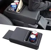 Auto Center Console Armrest Pillow, Memory Foam Car Armrest Cushion with Cup Holder and Phone Holder Storage Bag Universal for Most Car