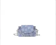 B12 Blue Mini Chain Portable Shoulder Messenger Bag Small Square Bag Women