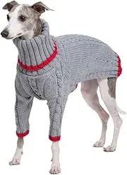 ESCCBOO Italian Greyhound Clothes, Warm Sweater for Whippets, Dog Onesie, Two-Legged Turtleneck Warm Sweater for Small Medium Dogs (XX-Large, Grey)