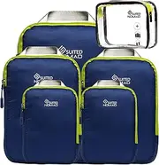 SUITEDNOMAD Compression Packing Cubes Set,Ultralight Travel Organizer Bags (Deep Blue, 6Piece)