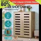ALFORDSON Shoe Cabinet Organiser Storage Rack Drawer Shelf 21 Pairs Wood