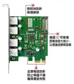 小白的生活工場*伽利略 PCI-E USB 3.0 4Port 擴充卡 PTU304B