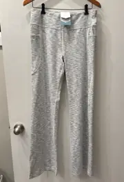 NWT! HeathYoga XL Bootcut/Flare Pants Hip Pockets in Space Dye White