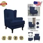 Easy Care 2-Piece Navy Checkered Sofa Slipcover - Secure Fit & Machine Washable