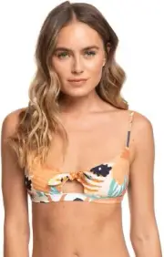 Roxy Swim the Sea Bralette Swimsuit Top Peach Blush Bright Skies XS S M L NWT