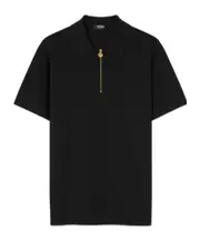 Versace 1/4 Zipped Short-Sleeved Polo Shirt S,XL,L,M,XXL black