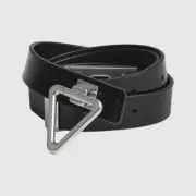 BOTTEGA VENETA Point Lock black triangle buckle leather belt 95 authentic NWT