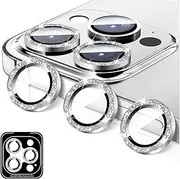 LucBuy Camera Lens Protector for iPhone 11 Pro/iPhone 11 Pro Max, Glitter 9H Tempered Glass Camera Cover Film Stickers, Automatic-Alignment Individual Metal Rings Shiny Phone Accessories