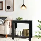 Wood Coffee End Table Sofa Corner Bedside Table w/ Storage Shelf for Small Space