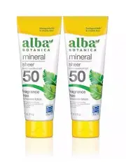 2-Pack- Alba Botanica Sheer Mineral Sunscreen Lotion, SPF 30 - Made In USA