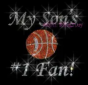 MY SON 1 FAN BASKETBALL RHINESTONE IRON ON TRANSFER MOM