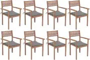 Stackable Garden Chairs with Cushions 8 pcs Solid Teak Wood,Outdoor Chairs 56KG-3072601