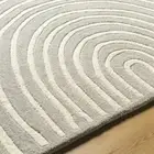 Modern Wool Rug Hand-Tufted Subtle Beige Arcs on Light Gray/Beige Elegant Style