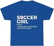 [X.Style] Soccer Girl Definition ds035 T-Shirt Royal M