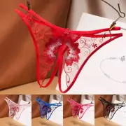 Sexy Lace Thongs Panties Open Crotch G-string Pearl Night Crotchless Underwear A