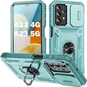 [PASNEW] for Samsung Galaxy A23 5G Phone Case,Rotating Ring Kickstand & Slide Camera Cover,Military Multilayer Heavy Duty Full Body Hard Shell Shockproof,Case for Samsung A23 4G,6.6 inch,Green